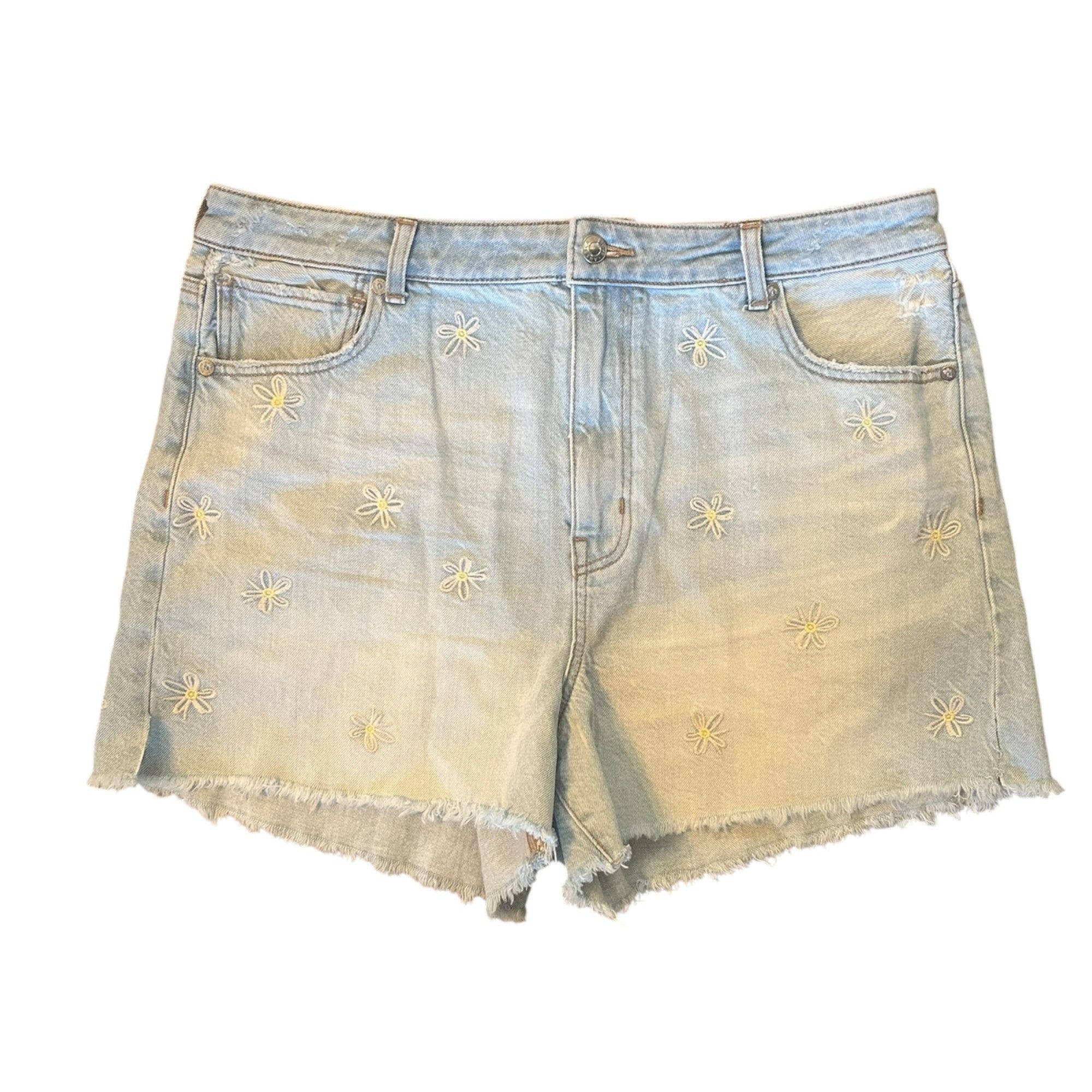 American Eagle Outfitters American Eagle Daisy Embroidered Frayed Hem Denim Mom Shorts Size 38" / US 16 / IT 52 - 1 Thumbnail