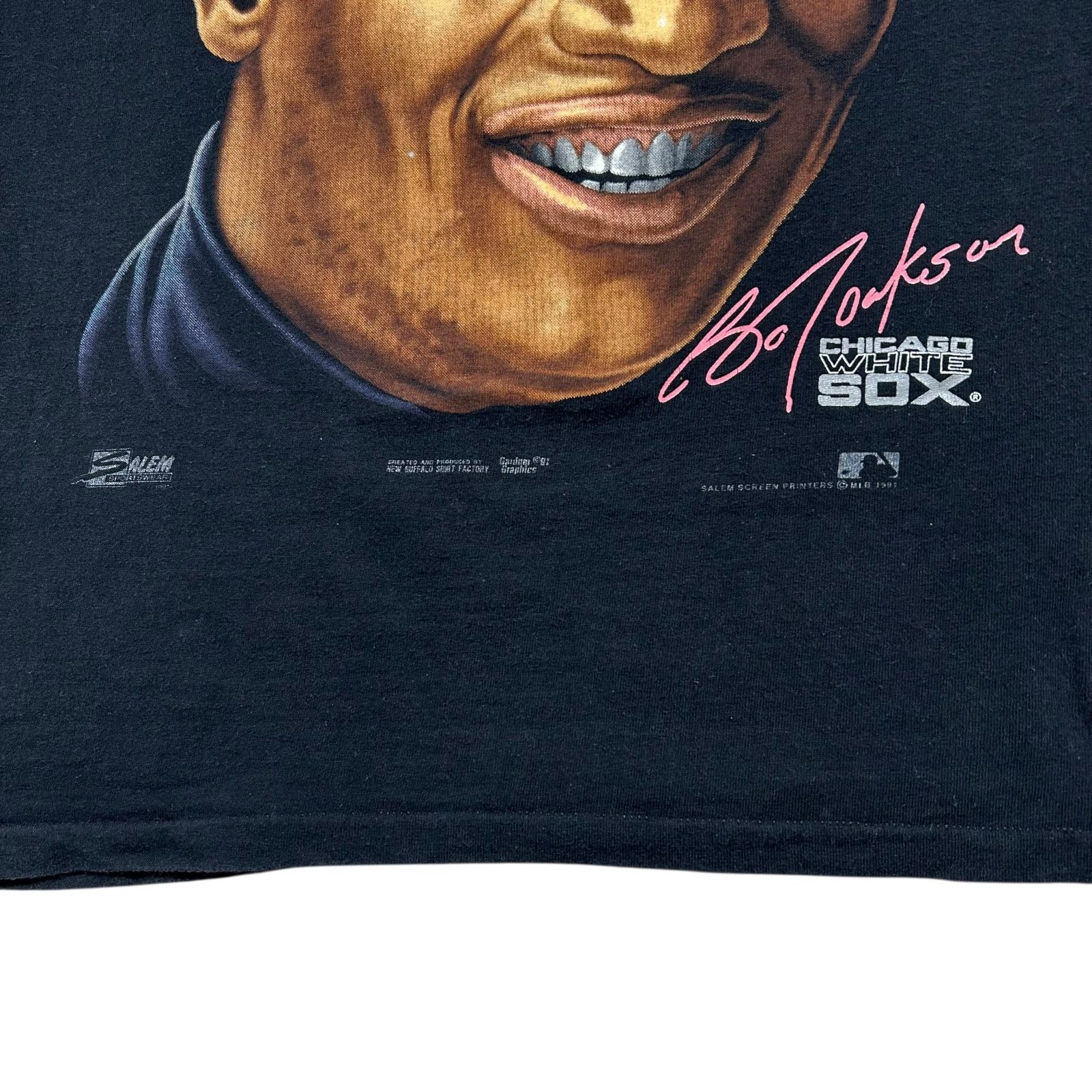 Salem Sportswear VTG 90s MLB BO JACKSON CHICAGO WHITE SOX CARICATURE T-SHIRT Size US L / EU 52-54 / 3 - 3 Thumbnail