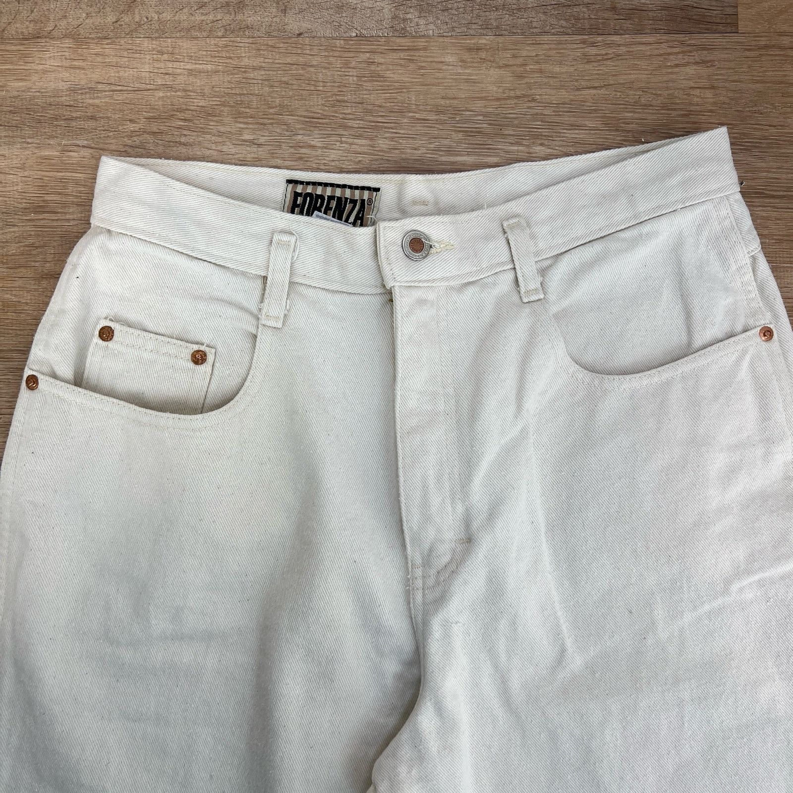 Vintage Vintage Forenza Ivory Denim Jeans Tapered Leg High Waisted Size 34" / US 12 / IT 48 - 2 Thumbnail