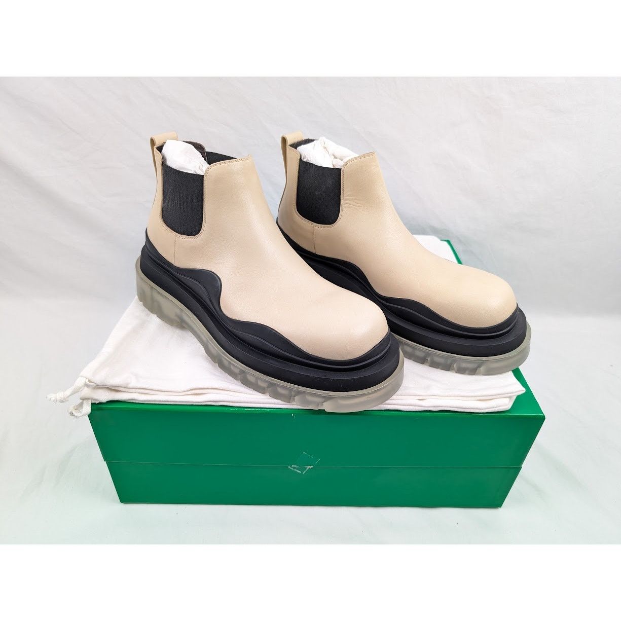 Bottega Veneta o1rshd1 Vegetal Calfskin Stiv Pel Boots in Butter/Black Size US 11 / EU 44 - 21 Thumbnail