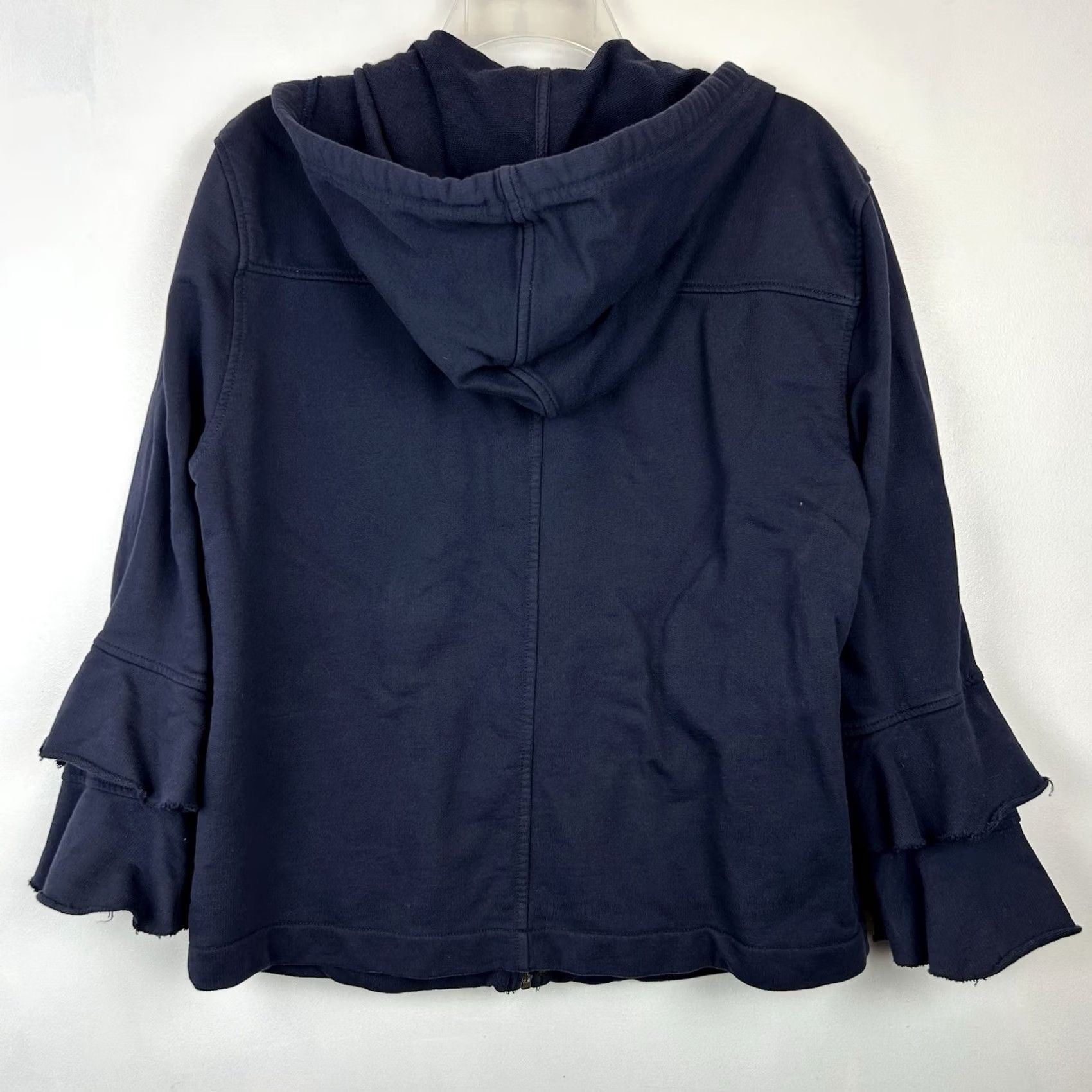 Sanctuary Sanctuary Hooded Jacket Womens Small Regular Fit Navy Blue Ruffle Sleeve Zip All Seasons Fall Spring Summer Winter Jacket Size S / US 4 / IT 40 - 2 Thumbnail