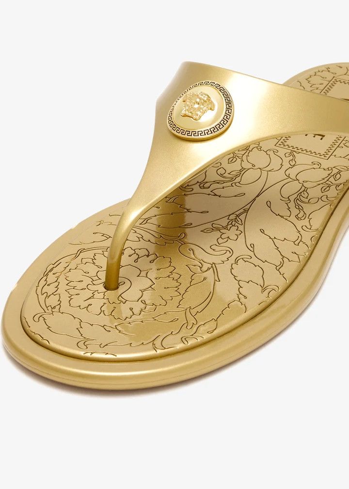 Versace os11x0326 Alia Flat Sandals in Gold Size US 7 / IT 37 - 3 Thumbnail