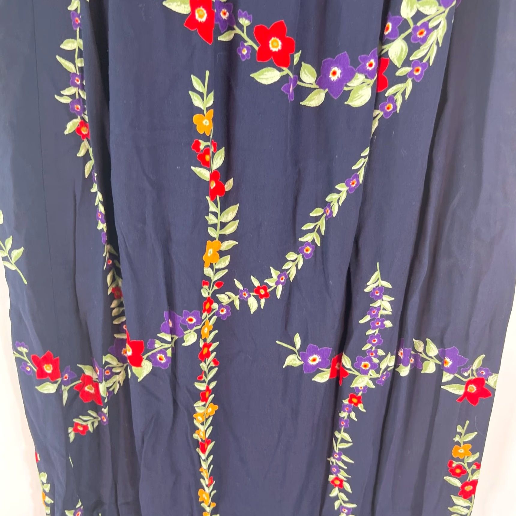 Vintage VINTAGE Melrose Studio Skirt Woman Floral Blue Pleated M Long 36 in Rayon Chambray Pull On Casual Size 32" / US 10 / IT 46 - 3 Thumbnail