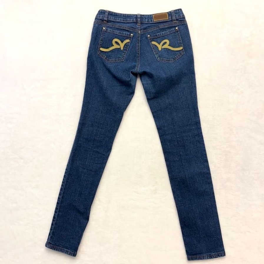 Rocawear VINTAGE Rocawear Jeans Womens Low Rise Embellished Embroidered Pockets Skinny Size 7 Blue 5-Pocket Denim Cotton Spandex Slim 32in Inseam Size 28" / US 6 / IT 42 - 2 Thumbnail