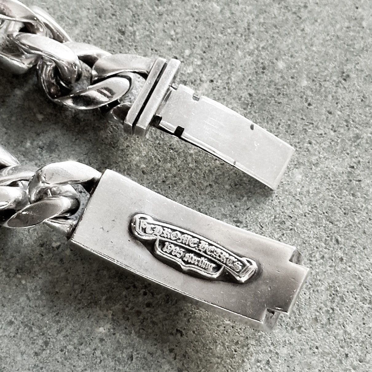 Chrome Hearts Emerald & Diamond Dagger ID Silver Cuban Link Bracelet Size ONE SIZE - 4 Thumbnail