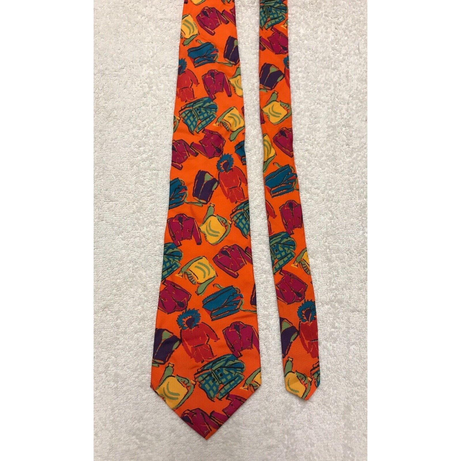 Gap Gap Orange Novelty 100% Silk Tie Necktie Jackets Outerwear Size ONE SIZE - 2 Thumbnail