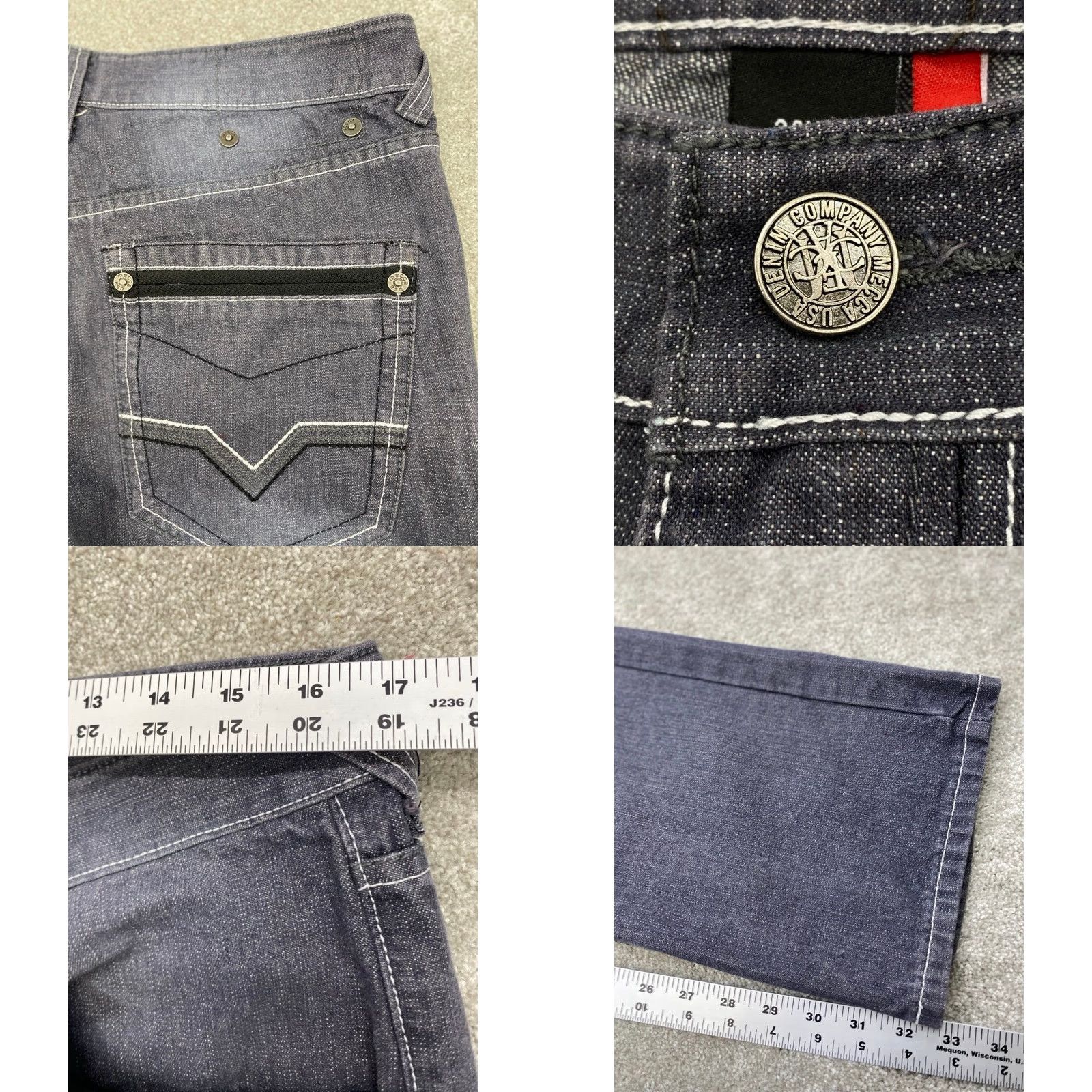 Vintage Mecca Jeans Mens 34x34 Blue Denim Slim Fit Straight Leg Embroidered Pockets Size US 34 / EU 50 - 8 Thumbnail