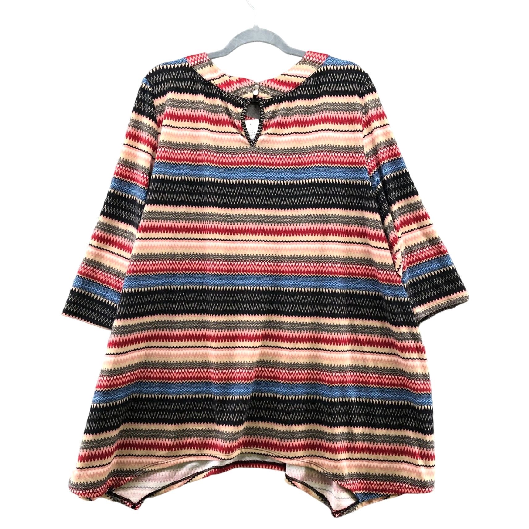 Vintage Robert Louis Top Womens 3X Tunic Western Print Cut Out Asymmetric 3/4 Sleeve NWT Size XXL / US 16-18 / IT 52-54 - 2 Thumbnail