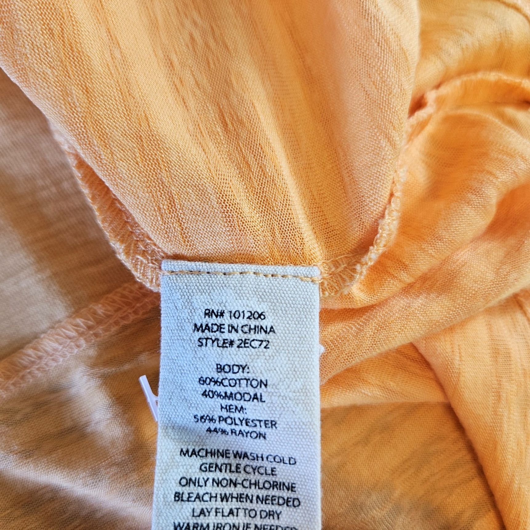 Soft Surroundings Soft Surroundings Womens Top 3/4 Sleeve Blouse Orange L/Large Pullover Cotton Blend Back Buttons Shirt Womens Size L / US 10 / IT 46 - 4 Thumbnail