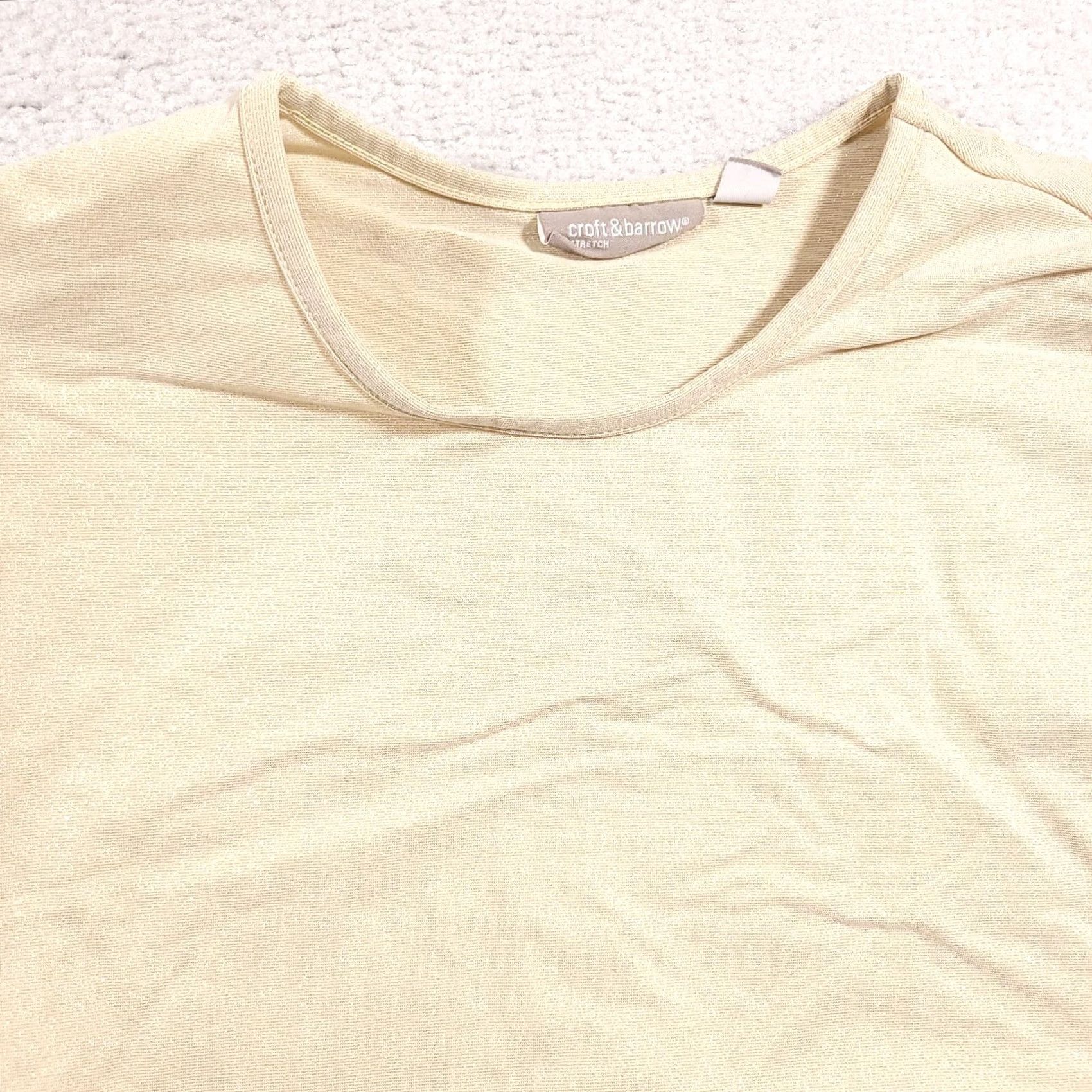Croft & Barrow Gold Glitter Short Sleeve Round Neck Stretch - Croft & Barrow Womens Large Size L / US 10 / IT 46 - 3 Thumbnail