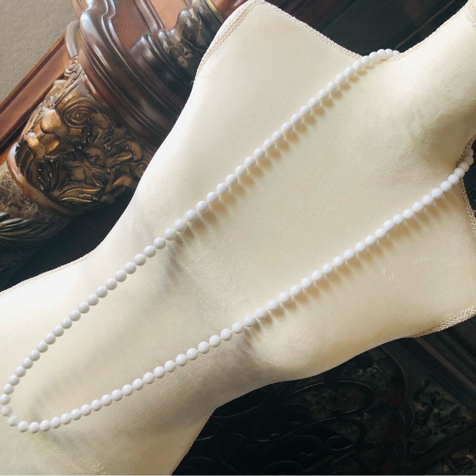 Jewelry Knotted White Plastic Pearl Bead Necklace, Women's