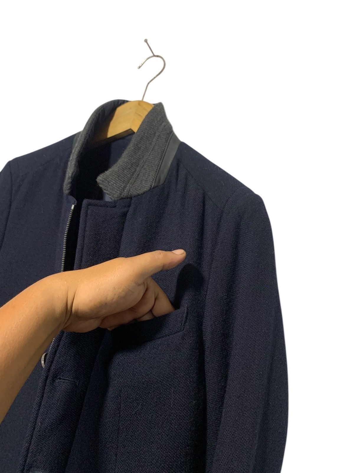 Solid Homme Solid Homme contrast leather collar wool blazer Size US M / EU 48-50 / 2 - 7 Thumbnail