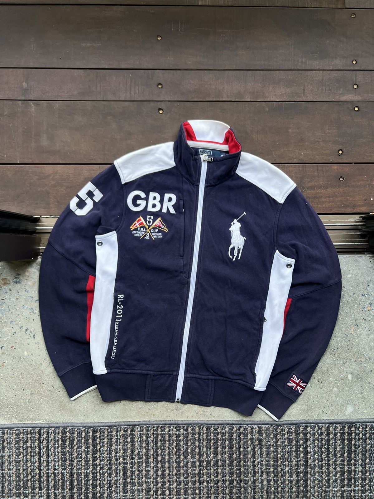 Polo Ralph Lauren 00’s POLO RALPH LAUREN ZIP SWEATSHIRT GBR-63 UK DRILL RARE Size US M / EU 48-50 / 2 - 1 Thumbnail