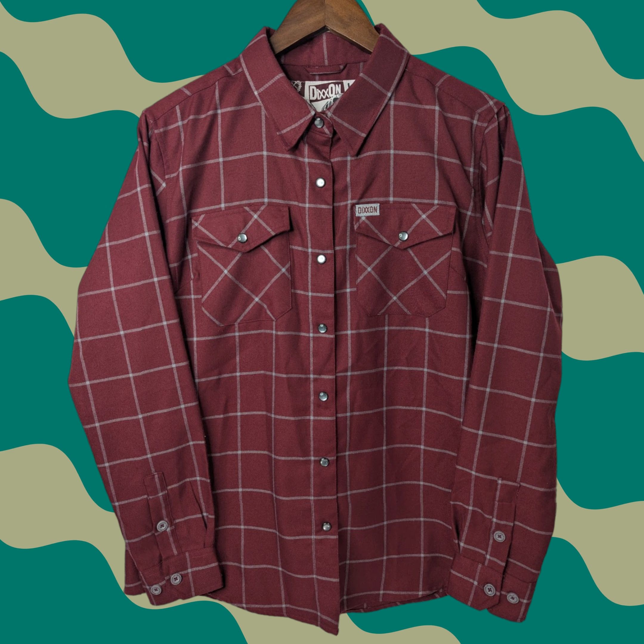 Vintage Dixxon Shirt Women Large The Underground Burgundy Pearl Snap Long Sleeve Plaid Red Button-Up Casual Travel Workwear Size L / US 10 / IT 46 - 1 Thumbnail