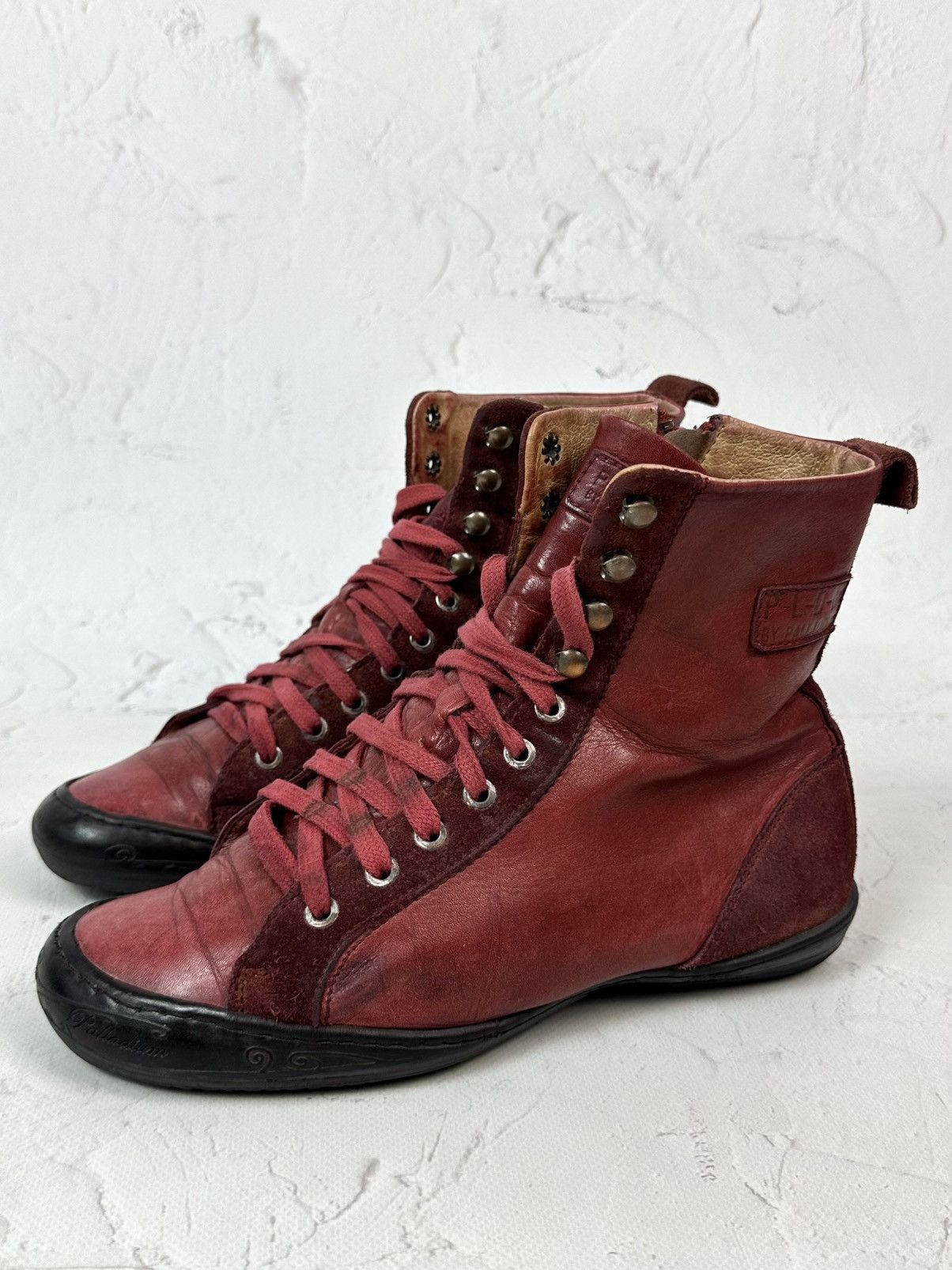 Vintage Vintage Burgundy Hi Top Boots Size US 9.5 / IT 39.5 - 1 Thumbnail