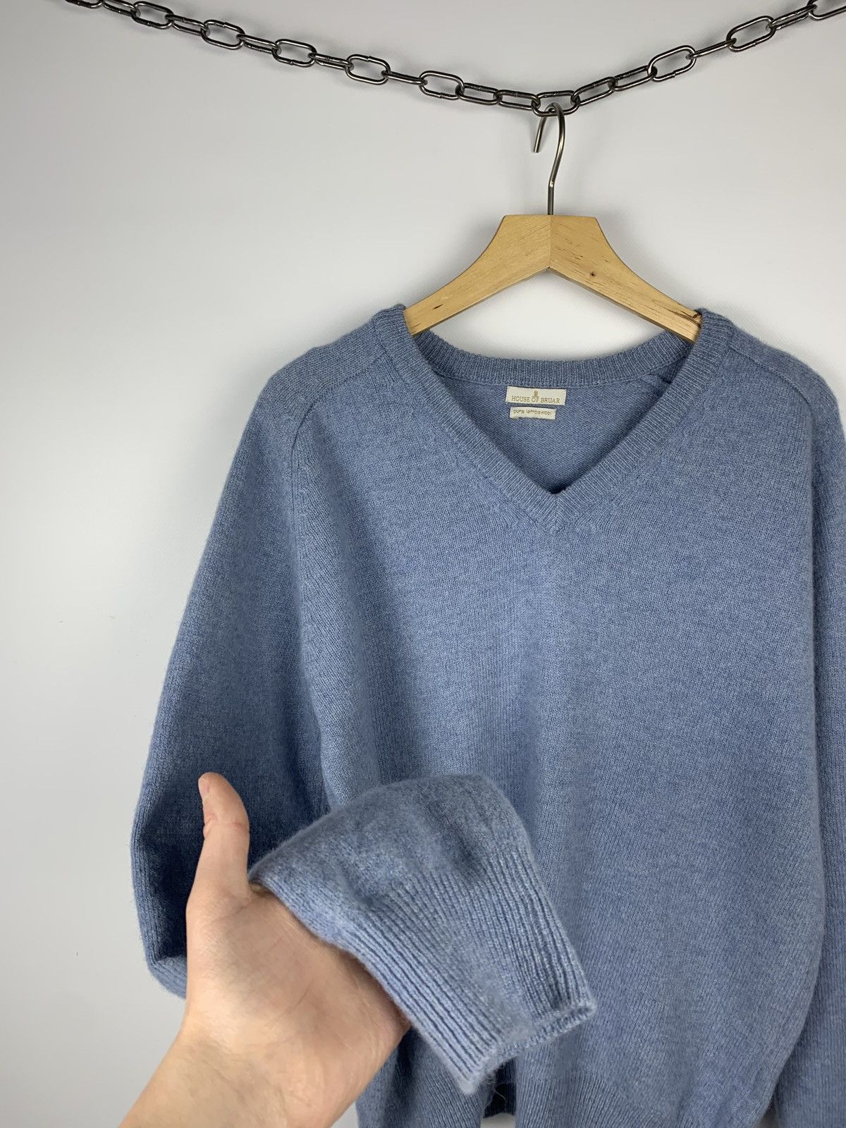 Designer House of Bruar Wool Jumper Sweater V-neck Men’s Size L Blue Size US L / EU 52-54 / 3 - 5 Thumbnail