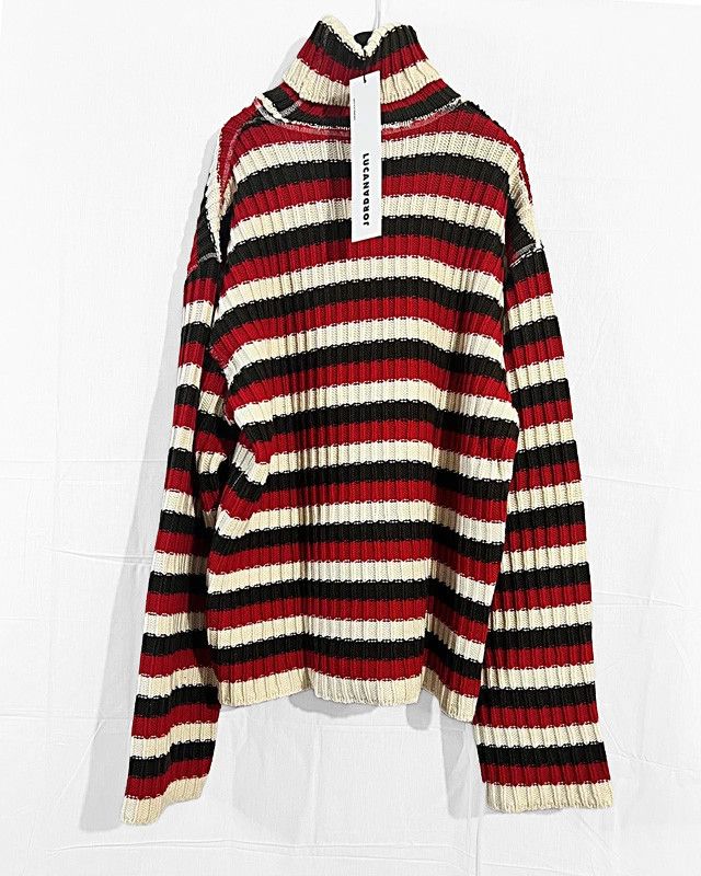 JordanLuca Oversize Striped Ladder-Stitch Turtleneck Sweater Size US S / EU 44-46 / 1 - 2 Thumbnail