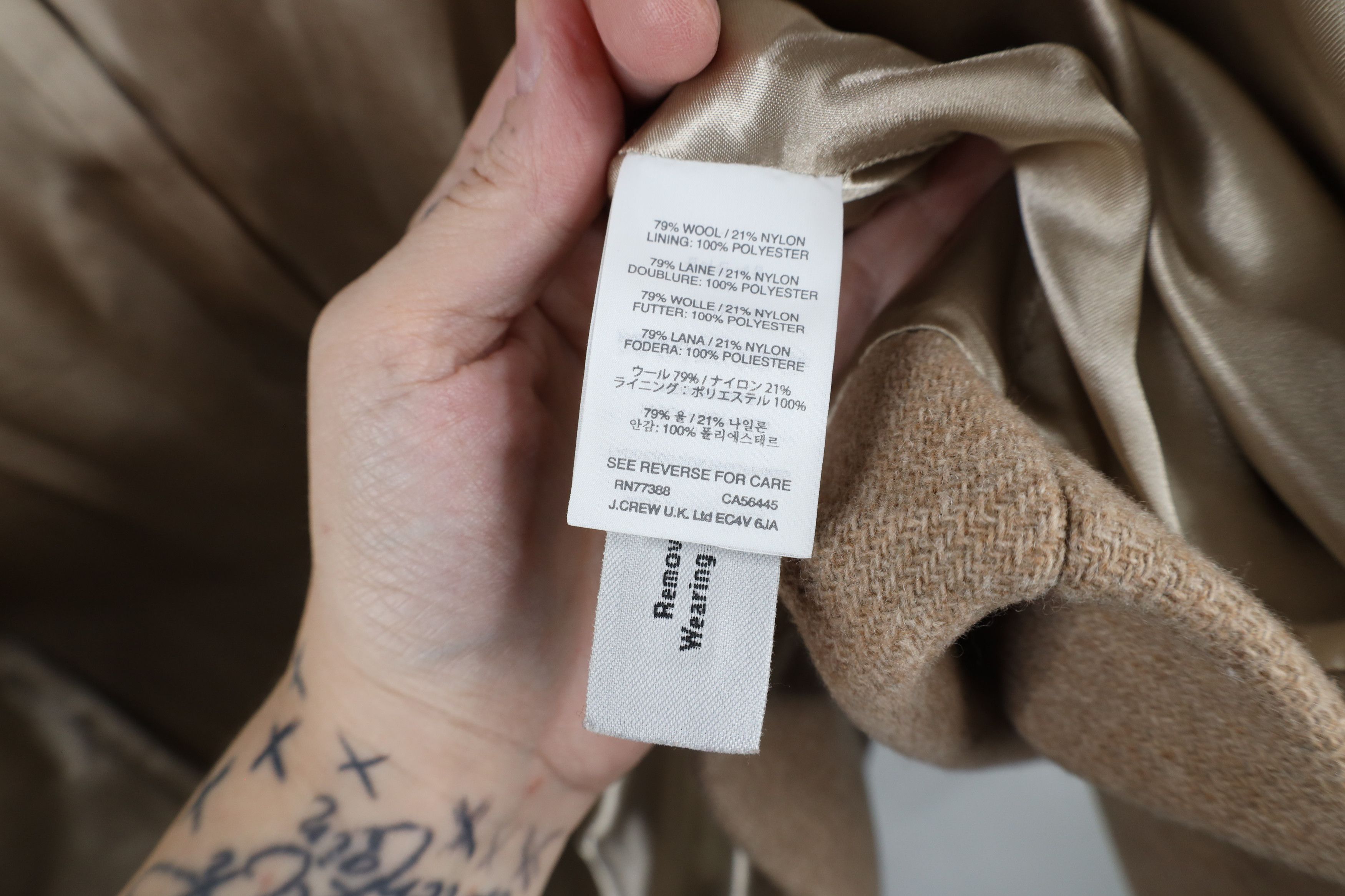 J.Crew × Vintage J Crew Cloth Nello Gori Cocoon Wool Coat Jacket Beige Size XL / US 12-14 / IT 48-50 - 11 Thumbnail