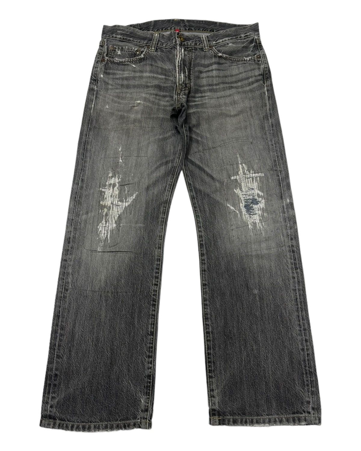 Undercover × Uniqlo VINTAGE S002 BLACK FADED DISTRESS BAGGY JEANS Size US 34 / EU 50 - 1 Thumbnail
