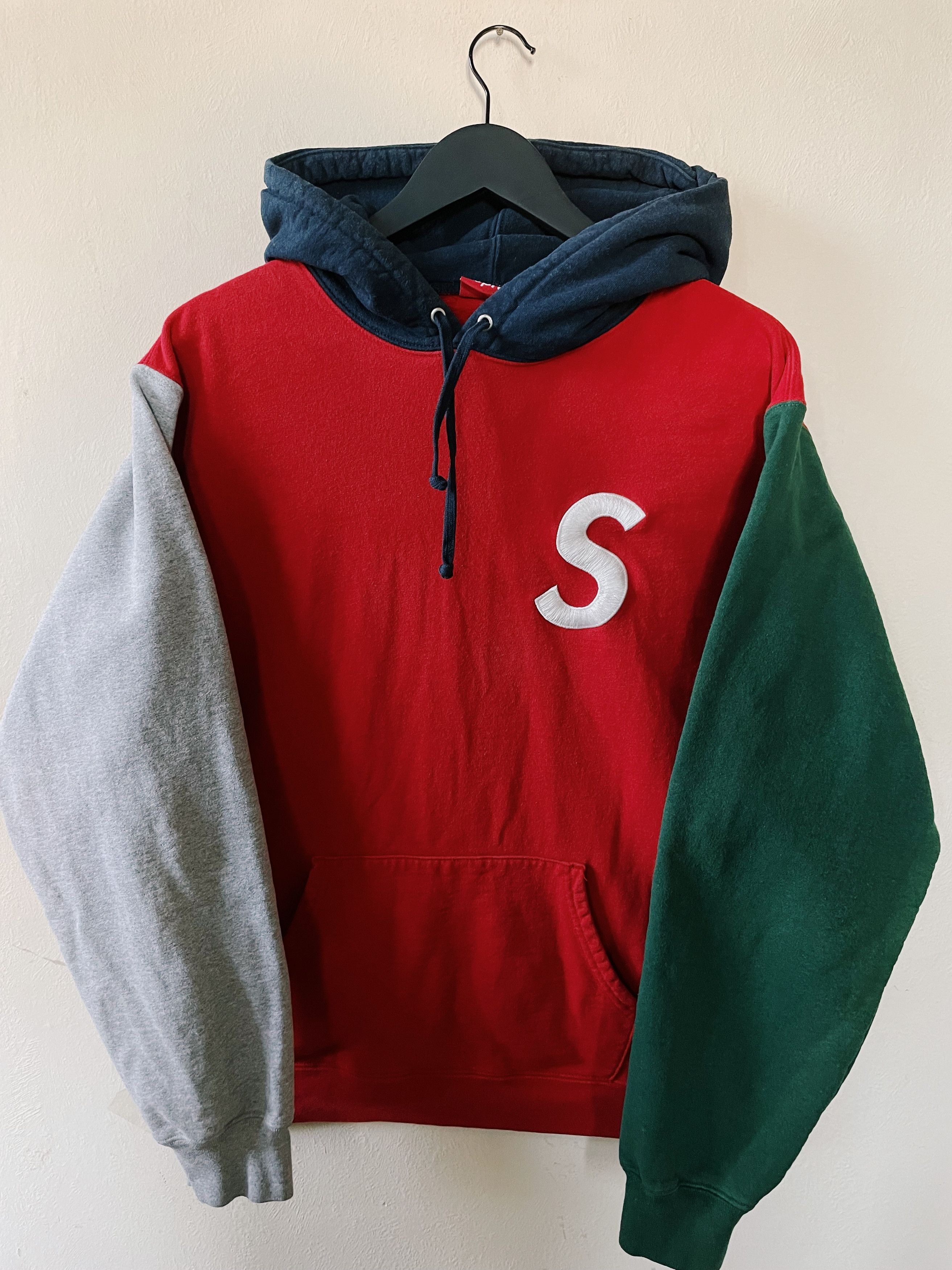 Supreme Supreme S Logo Colorblocked Hoodie Grey / Red / Green ...