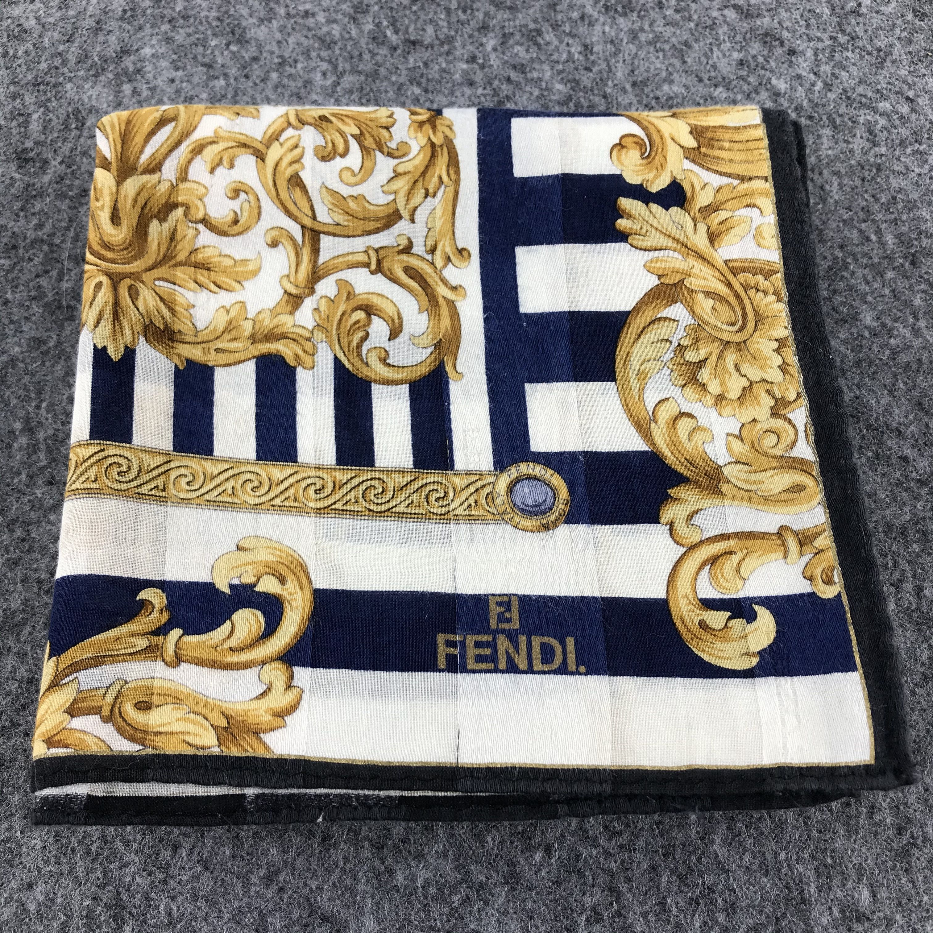 Japanese Brand Fendi FF Baroque Handkerchief Neckerchief Bandana H411 Size ONE SIZE - 8 Thumbnail