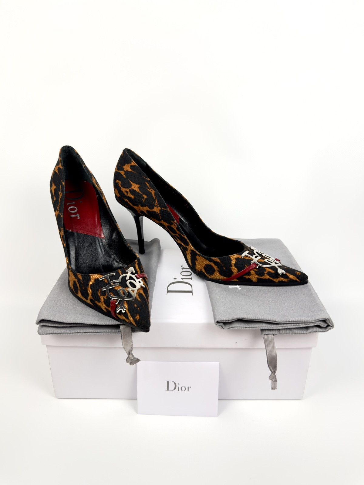Dior 💖 Dior Iconic F/W 2004 by John Galliano Leopard Heels Pumps Size US 8.5 / IT 38.5 - 4 Thumbnail