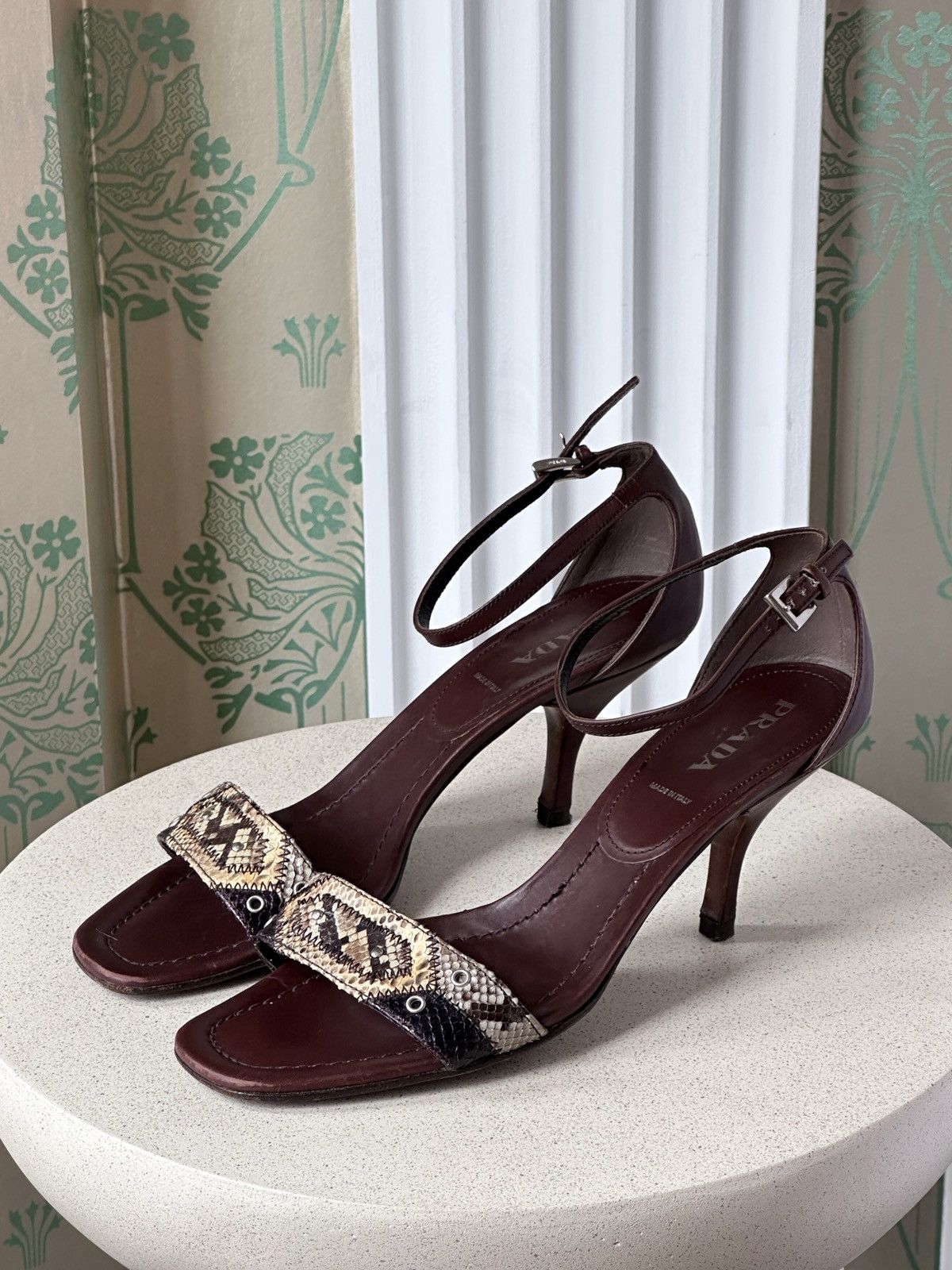 Prada PRADA Kitten Heels Python Leather Brown EU 39 / US 9 Size US 9 / IT 39 - 2 Thumbnail
