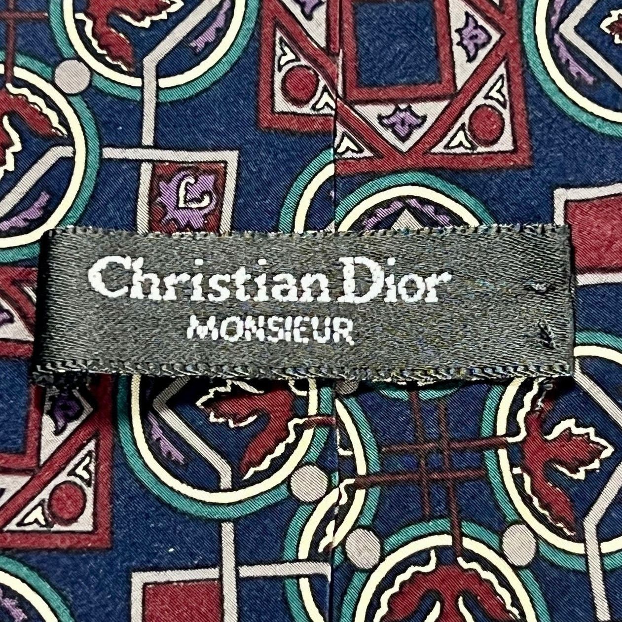 Christian Dior Monsieur Christian Dior Monsieur Tie Red Blue White 100% Silk Necktie Size ONE SIZE - 3 Thumbnail