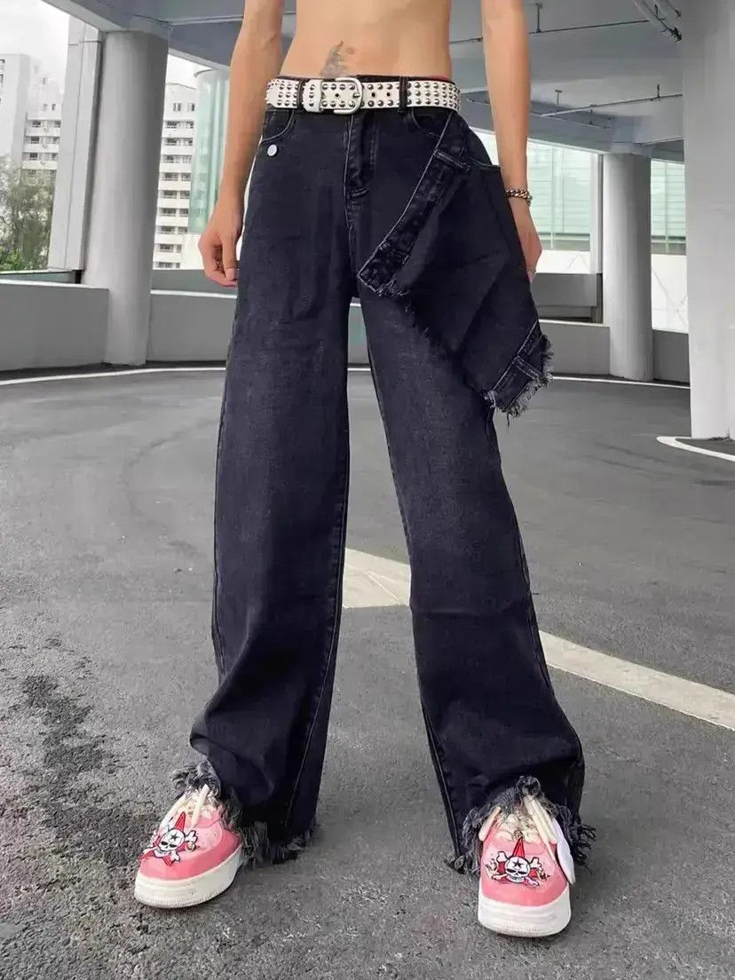 Japanese Brand Straight leg wide leg patchwork jeans Size US 32 / EU 48 - 1 Thumbnail