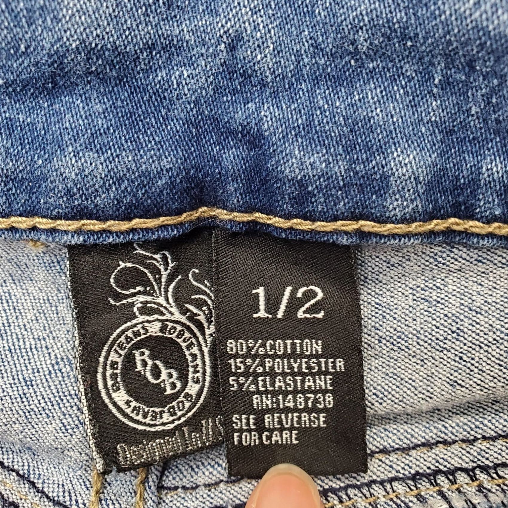 Vintage BOB Skinny Jeans Women's 1/2 Blue Denim Medium Wash Whiskered Low Waist Jeans Womens Blue Denim Slim Fit 1/2 (Note: "Jeans" limits repetition) Size 25" / US 0 / IT 36 - 6 Thumbnail