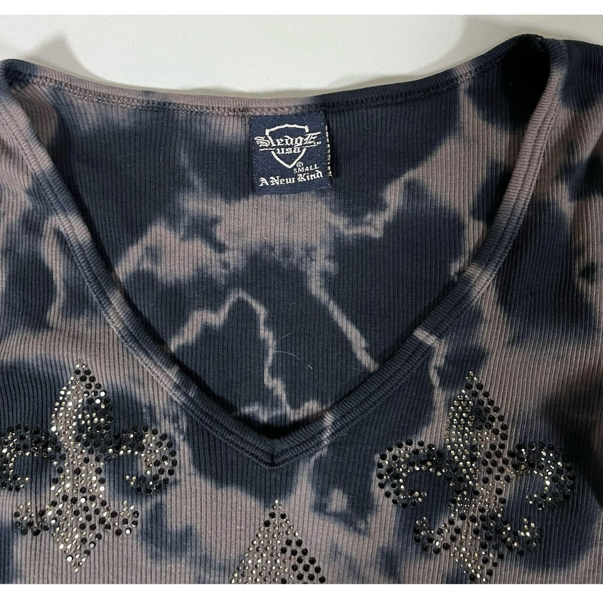Vintage Sledge Black Acid-Wash Studded Y2K Shirt Top Tee Size S 🖤✨ Size S / US 4 / IT 40 - 5 Thumbnail