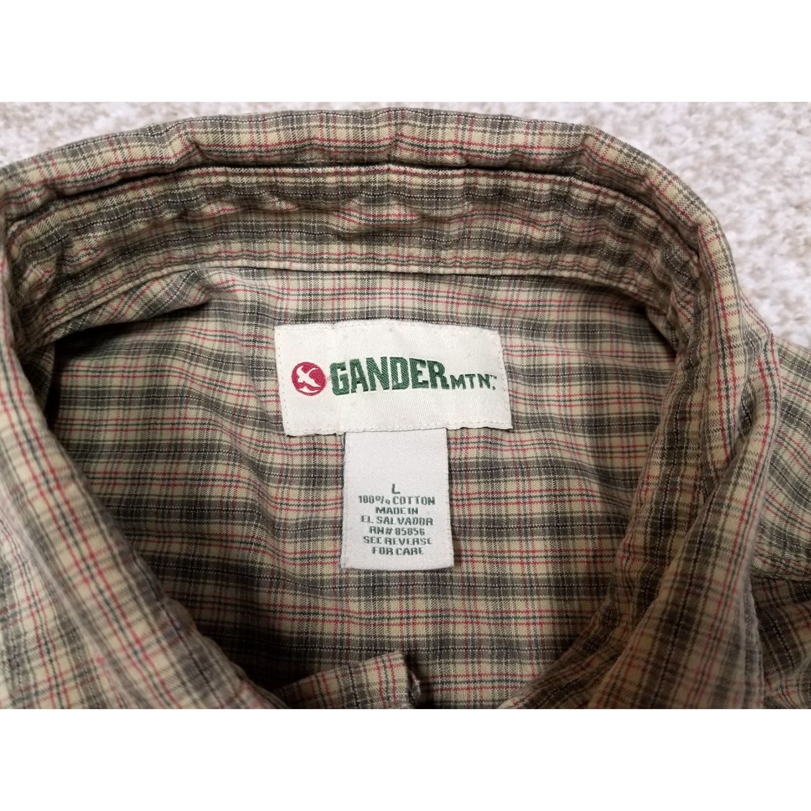 Olive Gander Mountain Shirt Mens Large Olive Plaid Long Sleeve Button-Down Casual Size US L / EU 52-54 / 3 - 4 Thumbnail