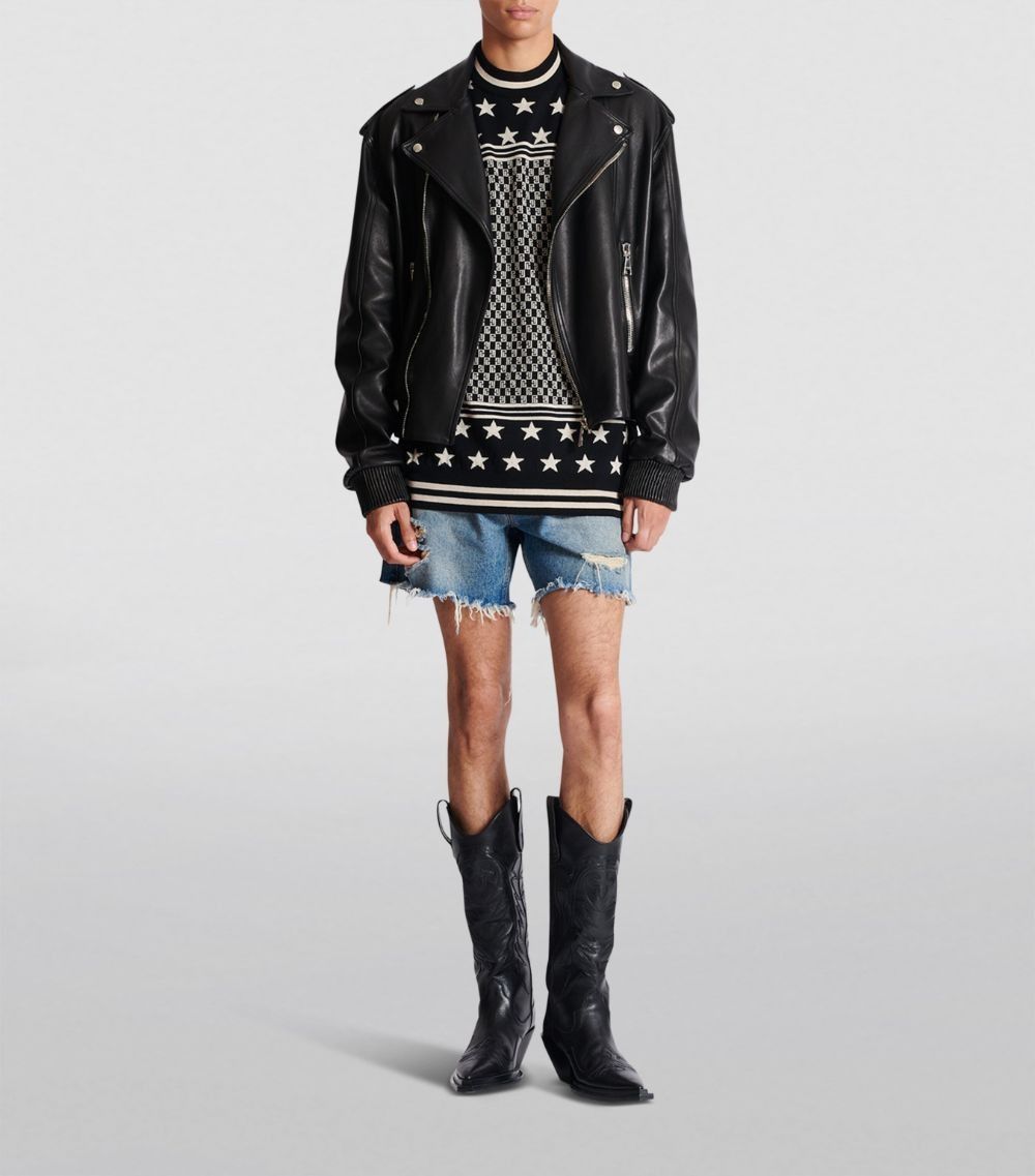Balmain o1s1wg110125 Mini Monogram Stars Sweater in White Black Size US L / EU 52-54 / 3 - 2 Thumbnail