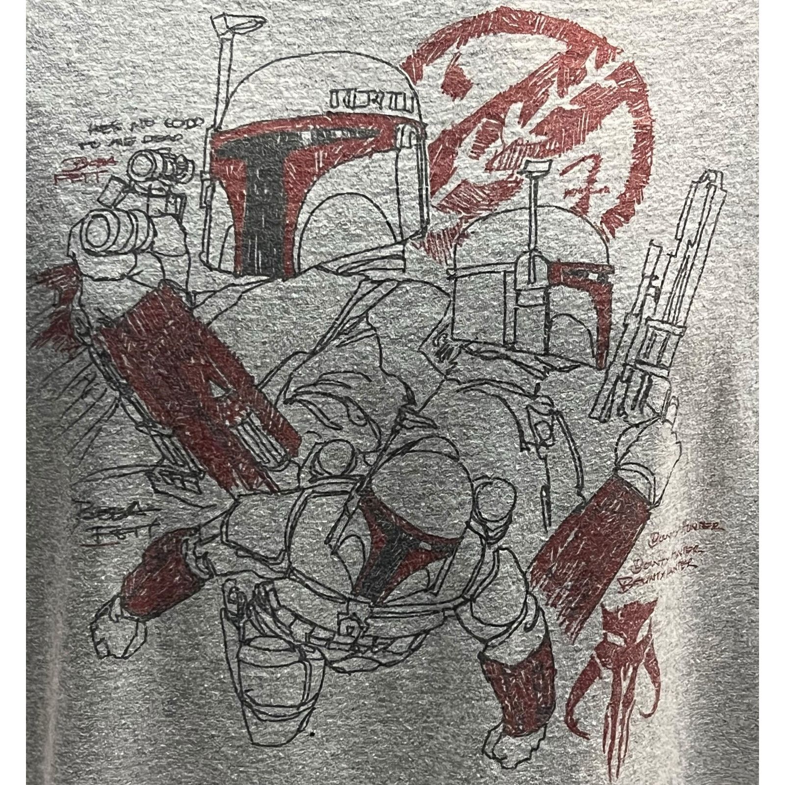 Mad Engine Star Wars Boba Fett Illustrated Gray Shirt XL Action Pose Size US XL / EU 56 / 4 - 3 Thumbnail