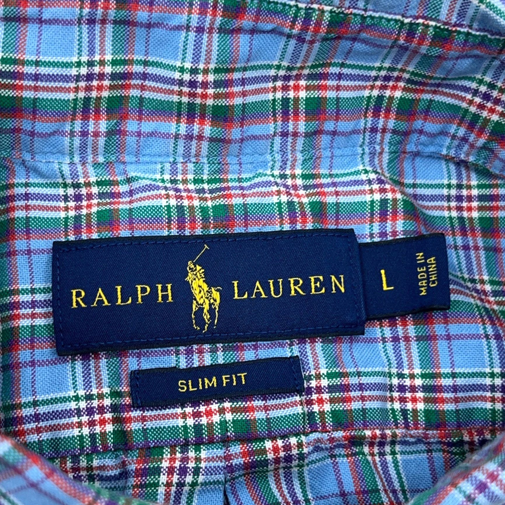 Ralph Lauren Ralph Lauren Shirt Men Large Blue Green Button Up Slim Fit Oxford Plaid Cotton Size US L / EU 52-54 / 3 - 3 Thumbnail