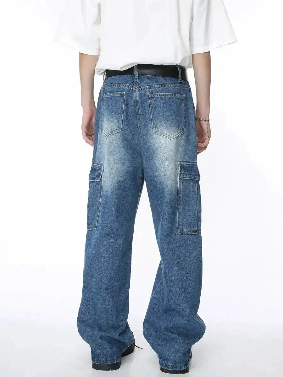 Japanese Brand Retro loose washed pocket jeans Size US 32 / EU 48 - 2 Thumbnail