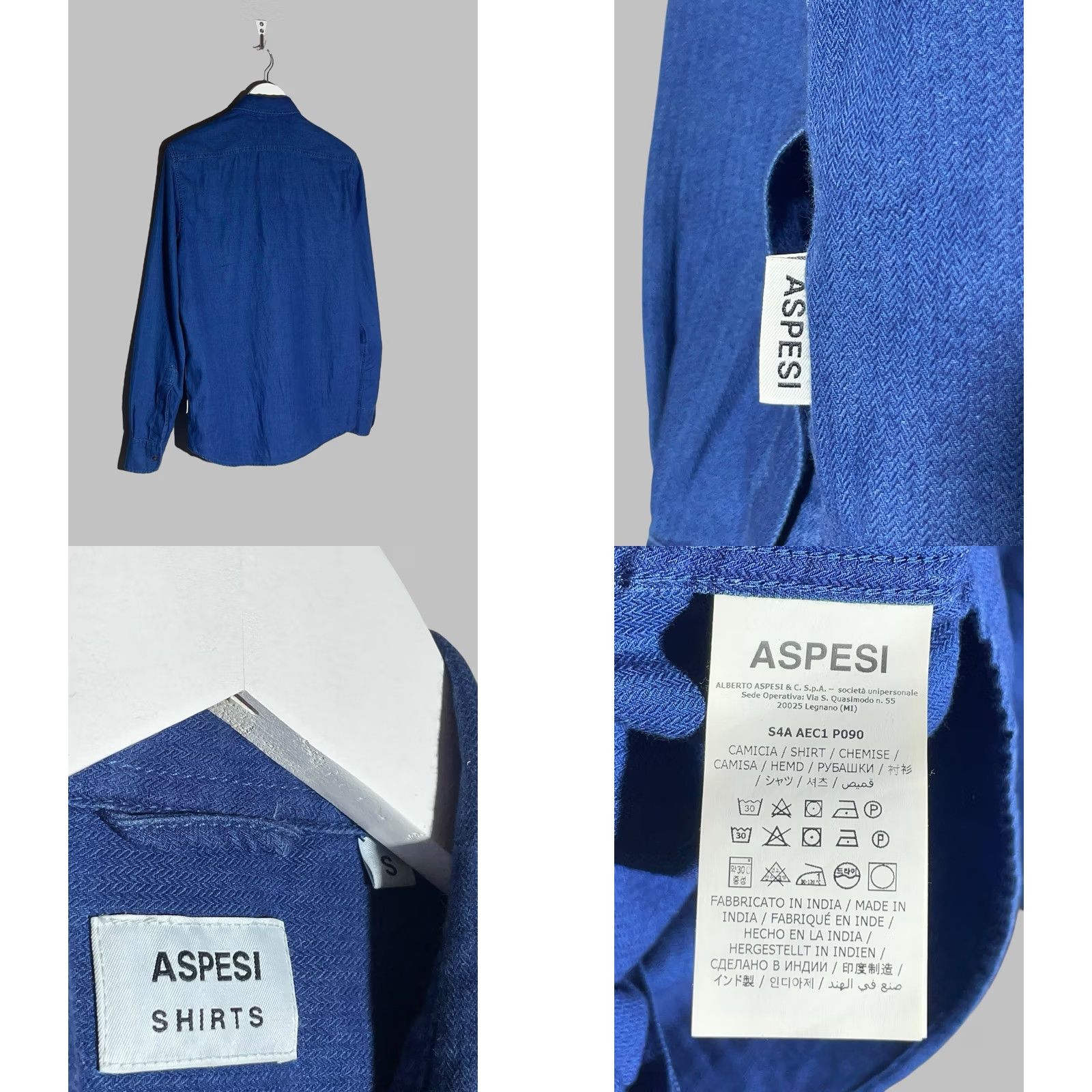 Aspesi Aspesi Shirt Men Long Sleeve Size Small Blue Cotton Button-Up Size US S / EU 44-46 / 1 - 8 Thumbnail