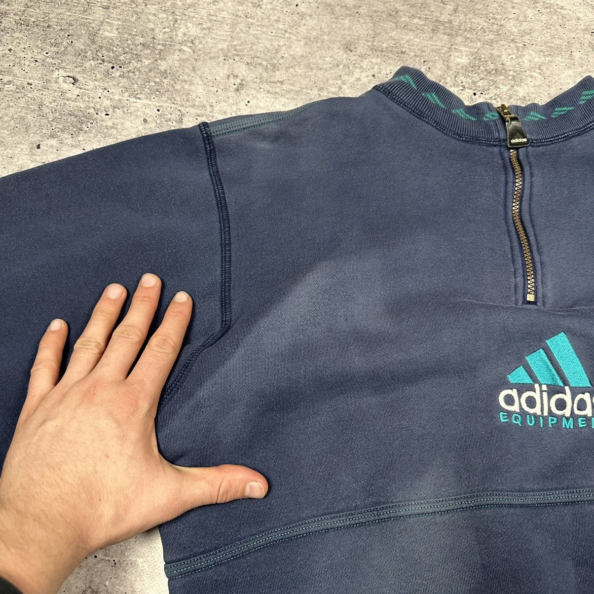 Adidas × Vintage Vintage 90s Adidas Equipment 1/4 Zip Sweatshirt Blue Size US M / EU 48-50 / 2 - 7 Thumbnail