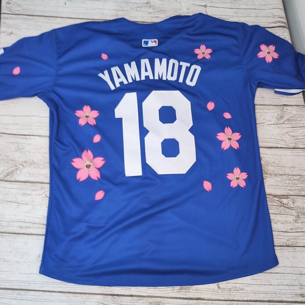 Nike Nike Dodgers MLB Blue Sakura Flower Jersey #18 Button-Up – Size US L / EU 52-54 / 3 - 7 Thumbnail