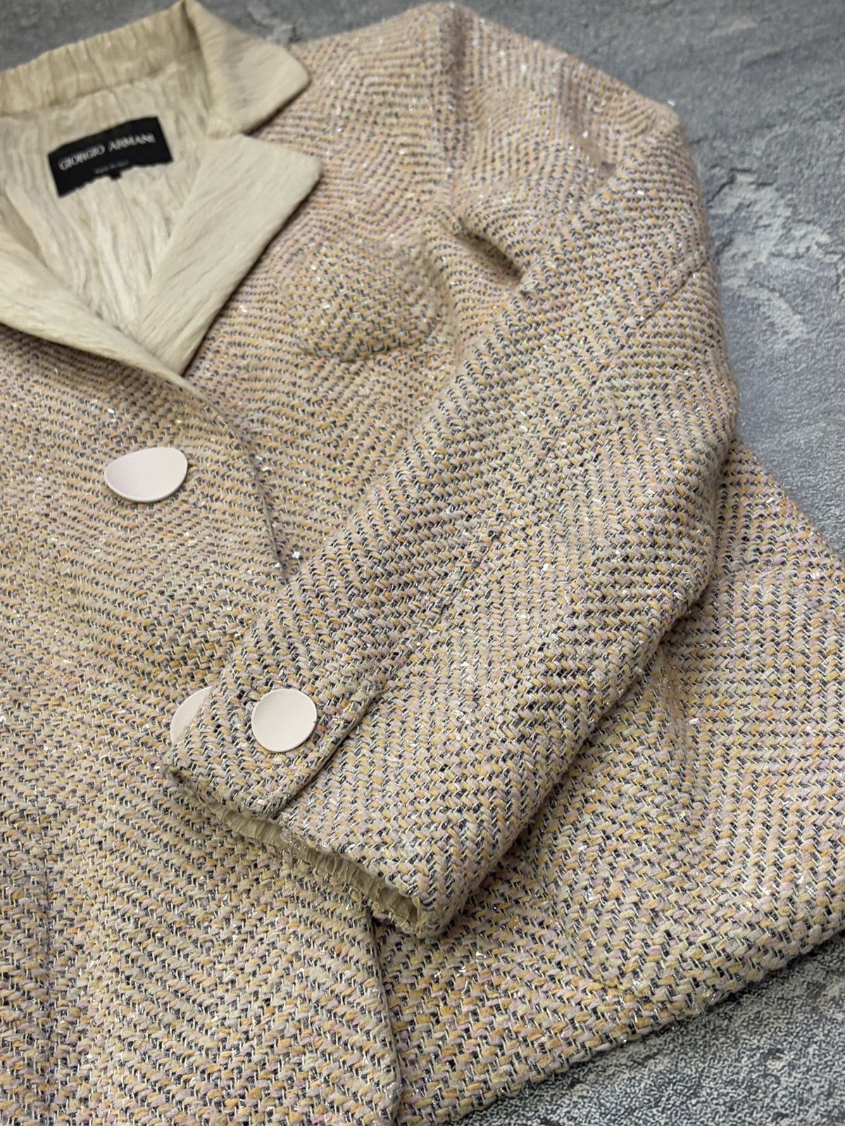 Giorgio Armani Giorgio Armani Tweed Blazer Jacket Peach Blush Size 42 Size M / US 6-8 / IT 42-44 - 11 Thumbnail