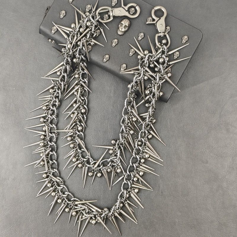 Jewelry Exaggerate Punk Double Layer Rivet Pants Chain Accessories Size ONE SIZE - 4 Thumbnail