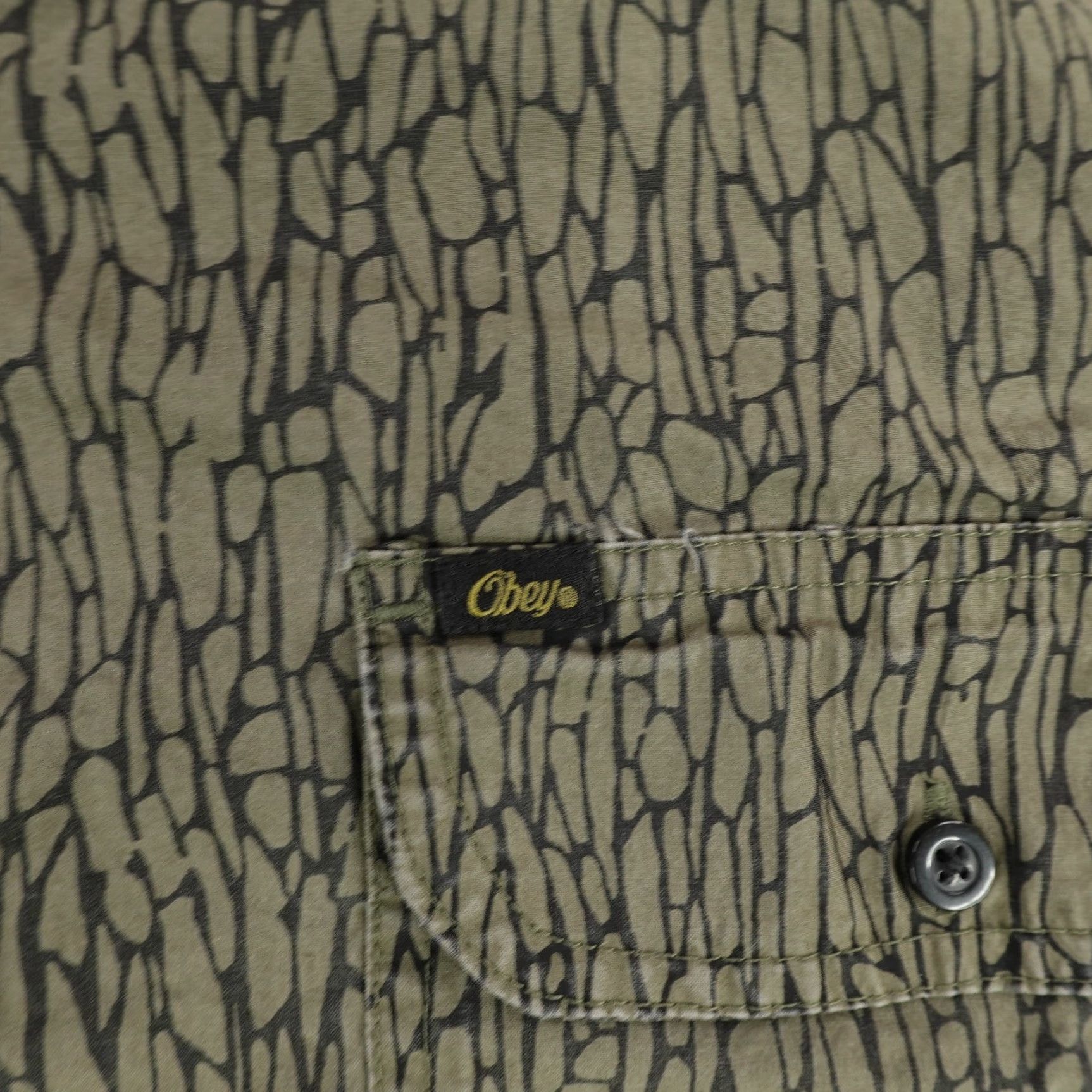 Obey OBEY Shirt Men's XL Green Camouflage Button-Up Utility Workwear Skater Skateboarding Size US XL / EU 56 / 4 - 3 Thumbnail