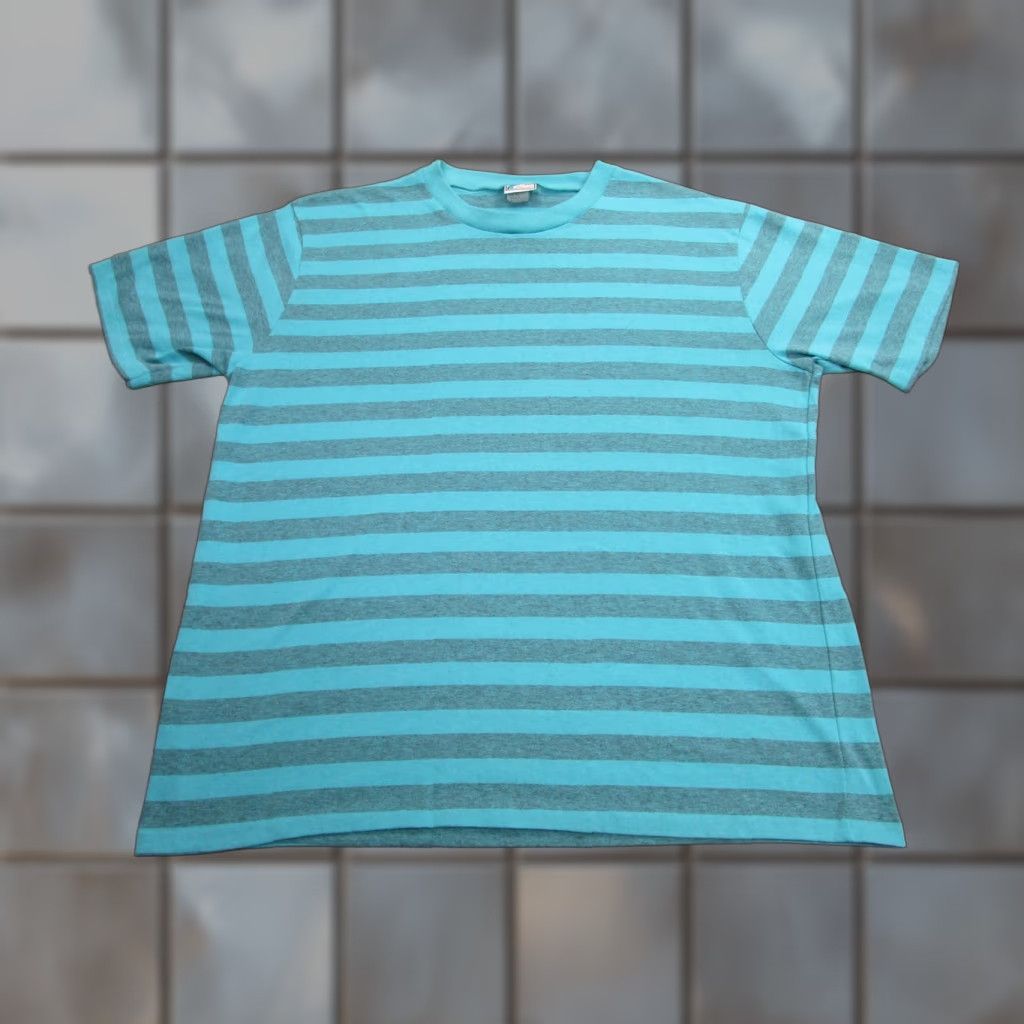AQUA VINTAGE Islander Shirt Mens 2XL Short Sleeve Crew Neck Striped Aqua Blue USA Made T-Shirt Mens 2XL Size US XXL / EU 58 / 5 - 1 Thumbnail
