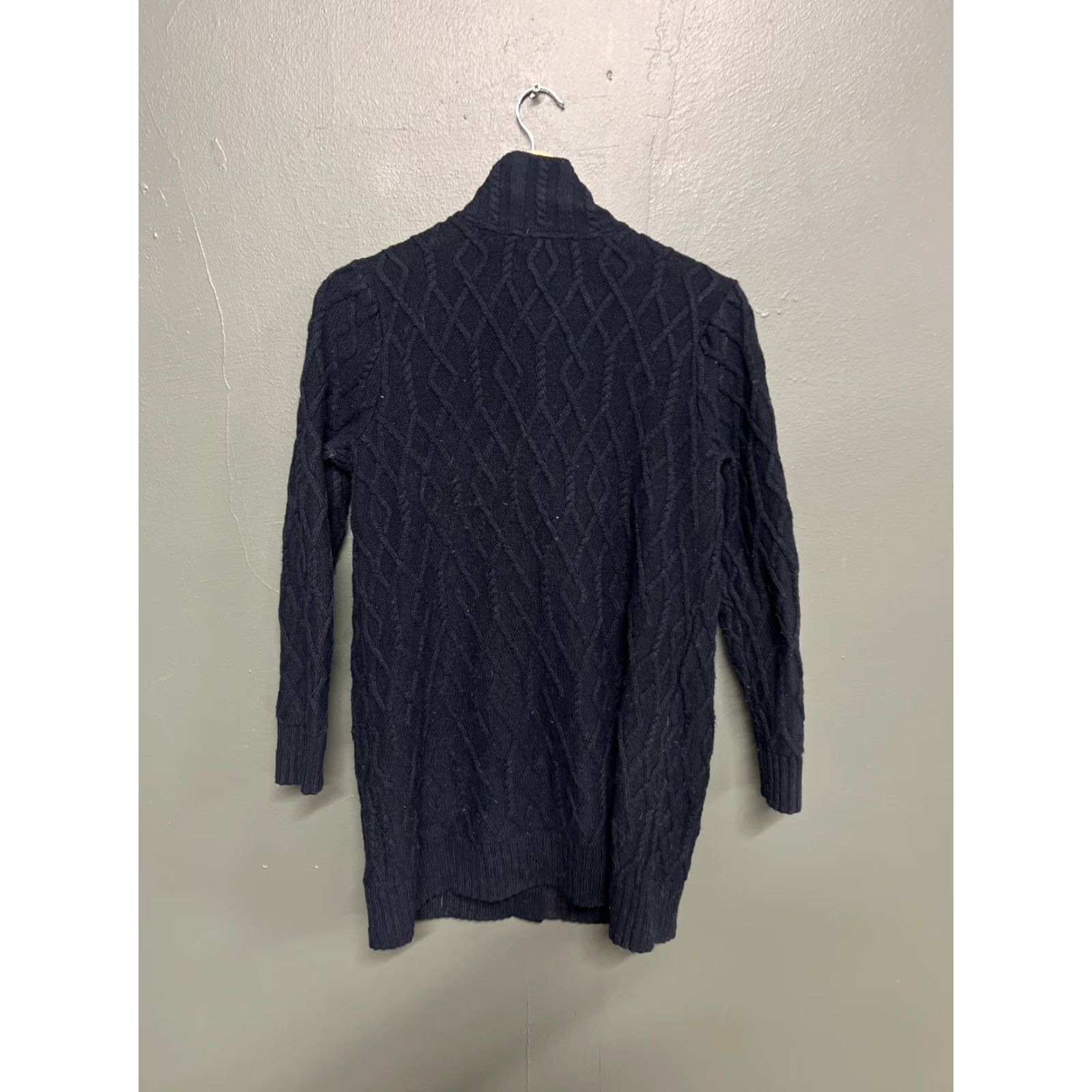J. Jill Womens J Jill Cardigan Sweater Navy Blue Cable-Knit Pockets 3 Button V-Neck Size S Size S / US 4 / IT 40 - 3 Thumbnail