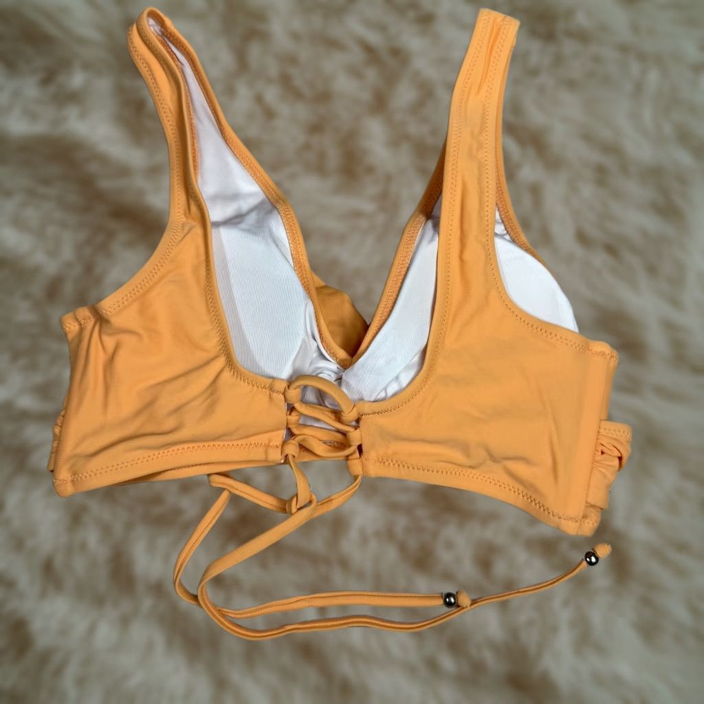Vintage Cupshe Orange Bralette Swim Top Padded Wrap Front Lace Up Back M NWT User Adult Womens Neckline Swimsuit Top Size M / US 6-8 / IT 42-44 - 1 Thumbnail