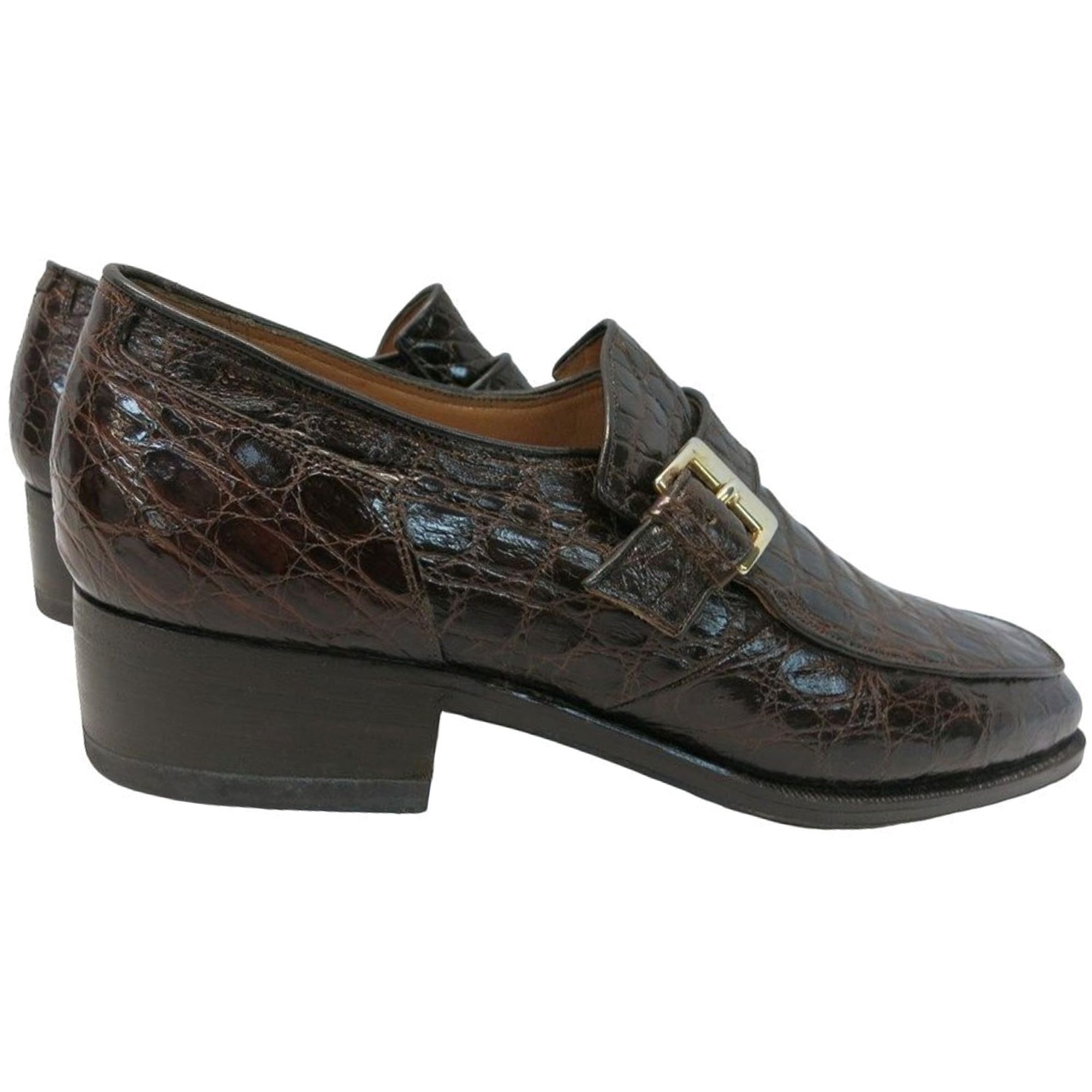Hanover Vintage Hanover Exotic Alligator Monk Strap Loafers Brown Dr Size US 9 / EU 42 - 11 Thumbnail