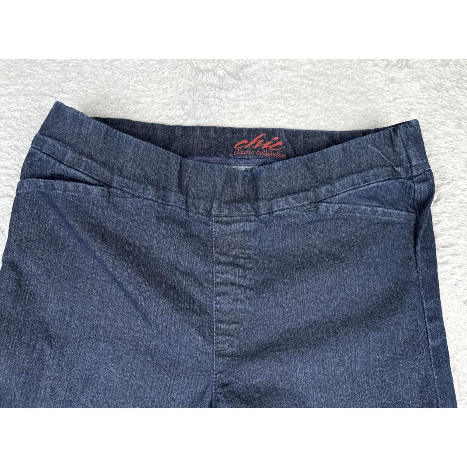 Vintage Chic Classic Collection Capri Jeans Womens 12 Blue Dark Wash Stretch 32x20 Dark Indigo Blue Regular Summer Spring Women's Jeans Capri Size 34" / US 12 / IT 48 - 4 Thumbnail