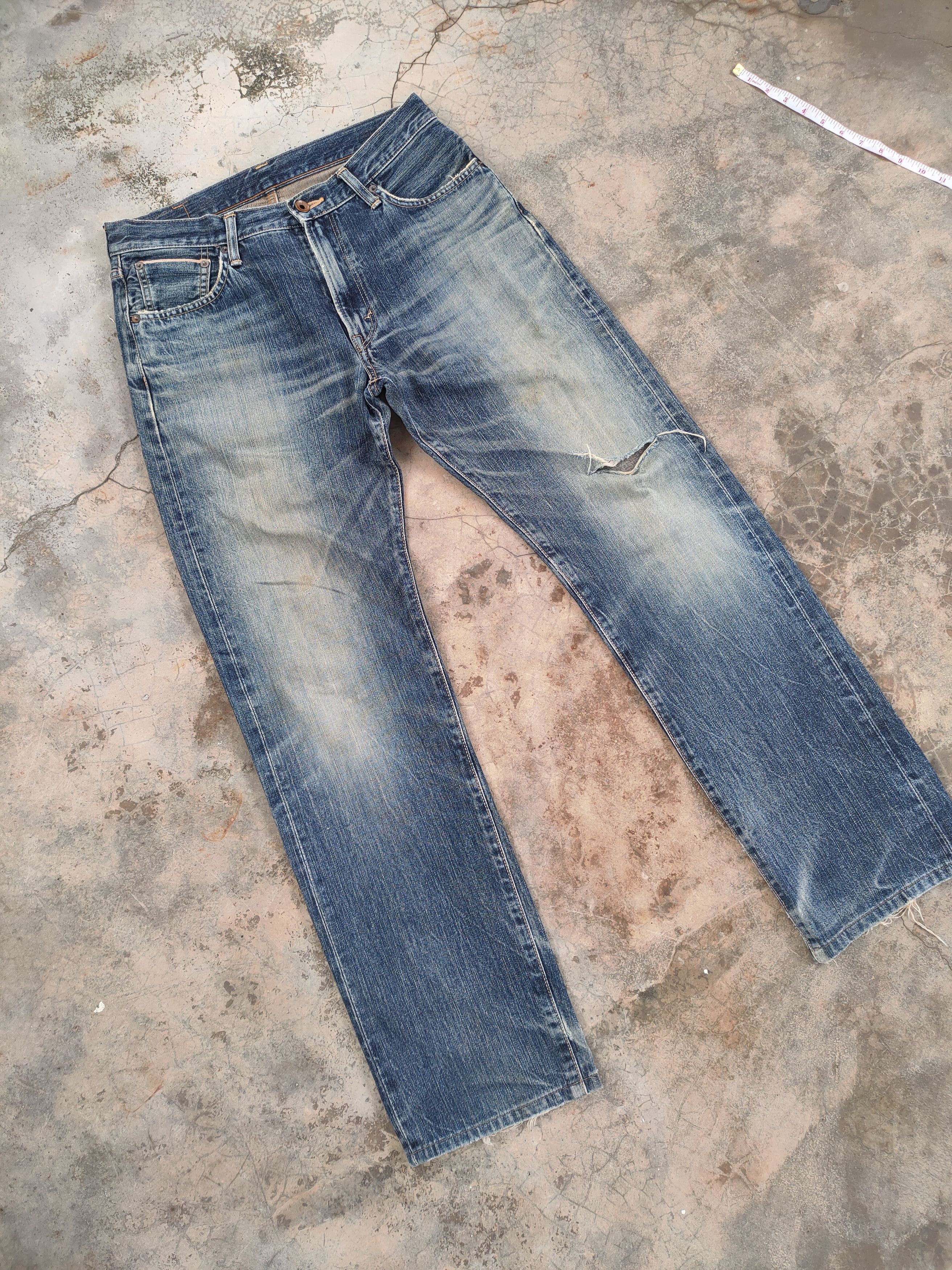 Edwin W32 VINTAGE EDWIN 505 SELVEDGE FADED DISTRESSED JEANS PANTS Size US 32 / EU 48 - 2 Thumbnail
