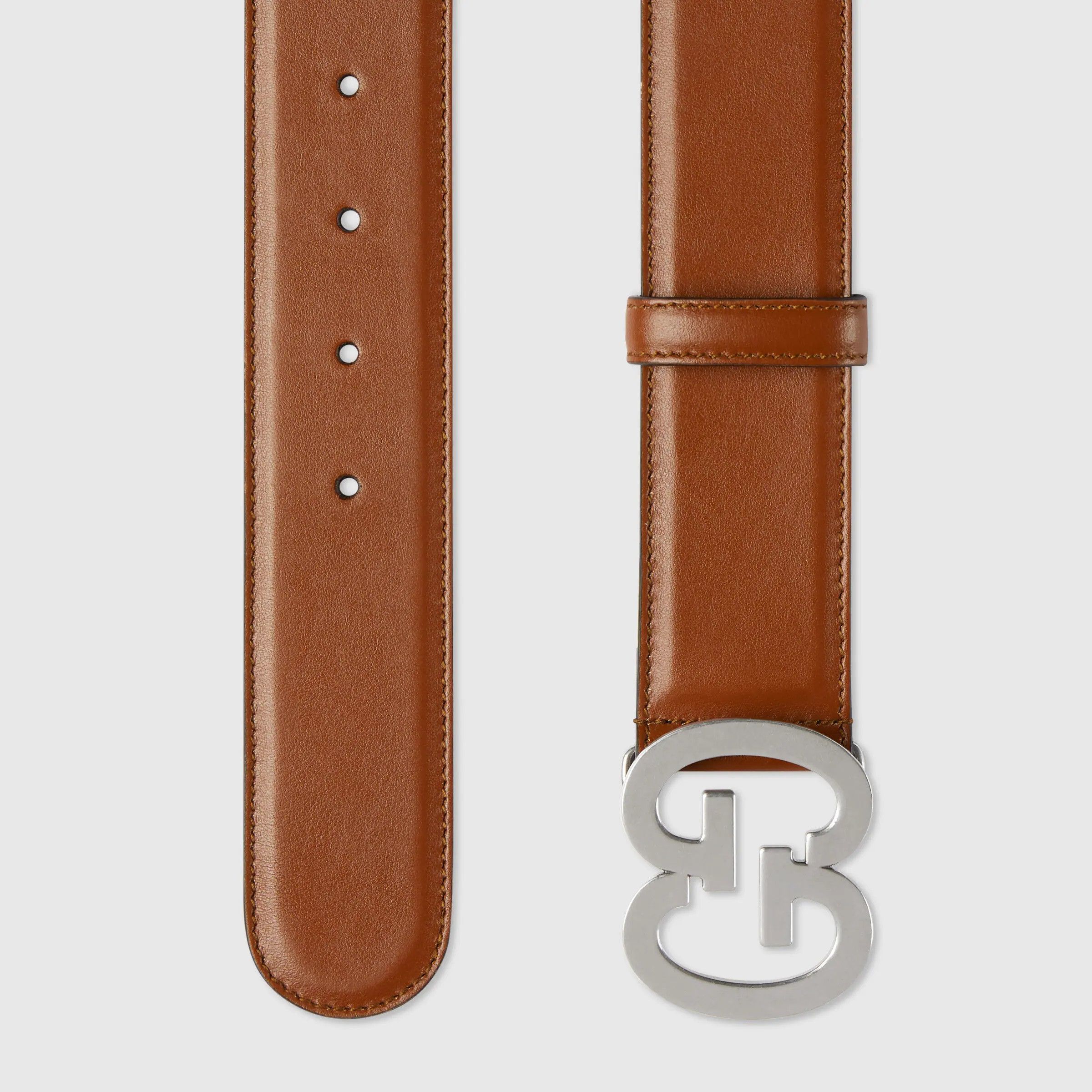 Gucci Men's GG Buckle Wide Belt In Brown Leather Size 100 Size ONE SIZE - 2 Thumbnail