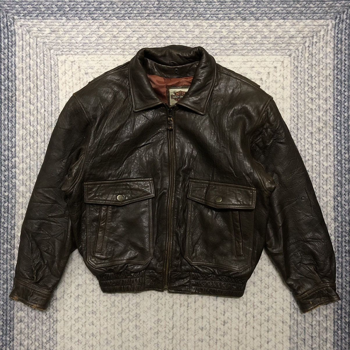 Harley Davidson Rare Distressed Vintage Harley Davidson Leather Jacket Size US L / EU 52-54 / 3 - 1 Thumbnail
